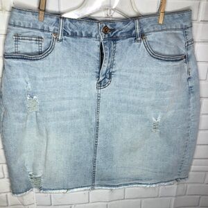 Denim Distressed Skirt